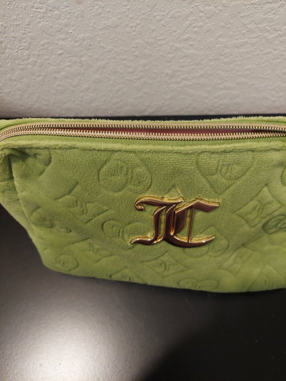 Pink and Green Juicy Couture cosmetic bag